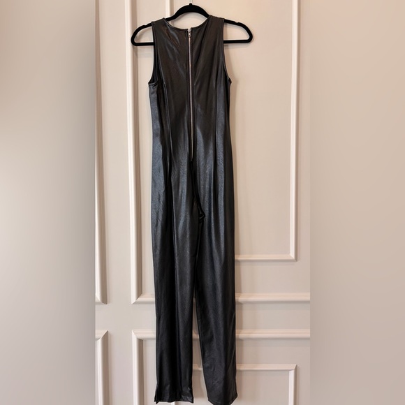 Forever 21 black faux leather Sleeveless Jumpsuit - Picture 2 of 4